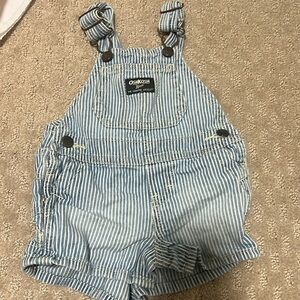 Oshkosh striped overalls light blue and white size 6mo
